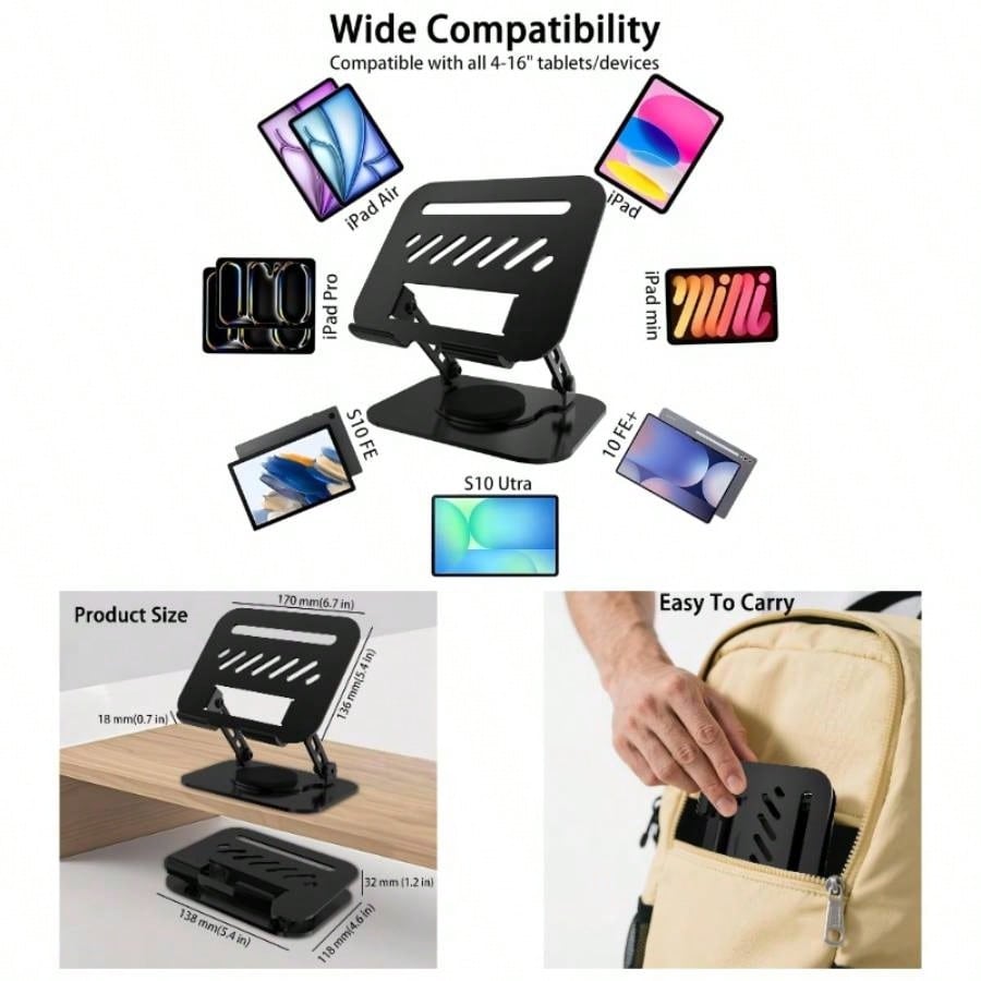 Tablet Holder Accessories - Black Phone Holders Tablet Stand, 360