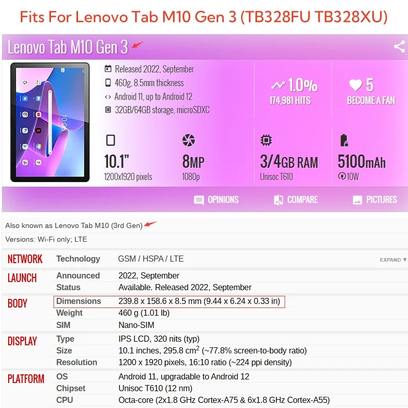 Capa For Lenovo Tab M10 3rd Ge – Tablet Cover Accessories recenzja i cena