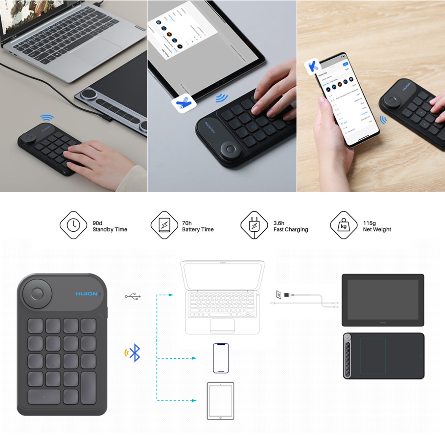 HUION Keydial Mini Wireless Ke – Huion Tablet Accessories recenzja i cena